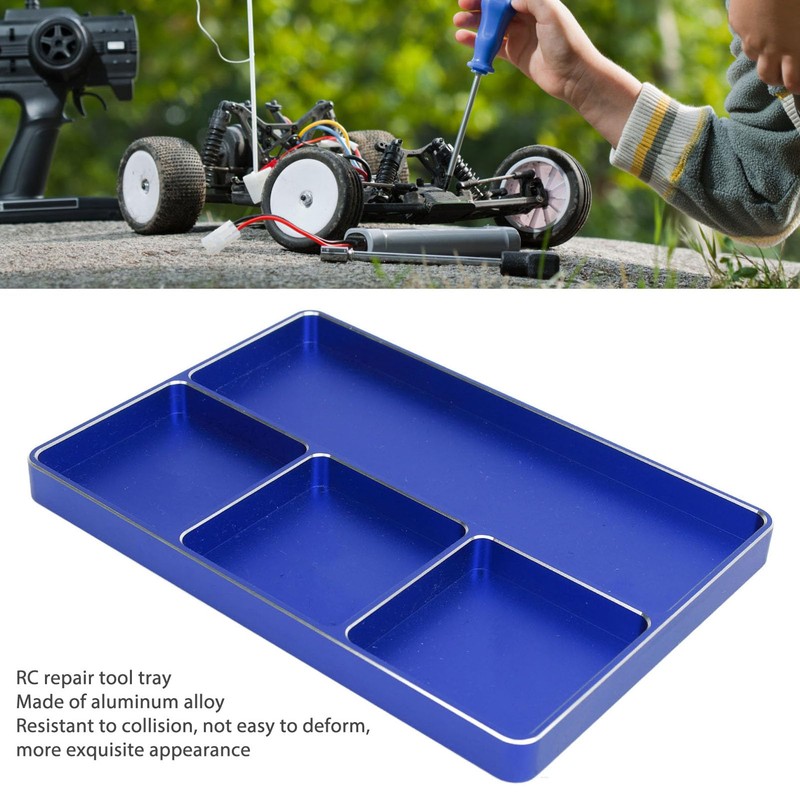 Ongwan Screw Tray Aluminum 4 Grid RC Repair Screw Tray