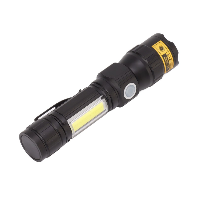 LED Flashlight USB Magnetic Charging 7 Gears Zoomable Black Light
