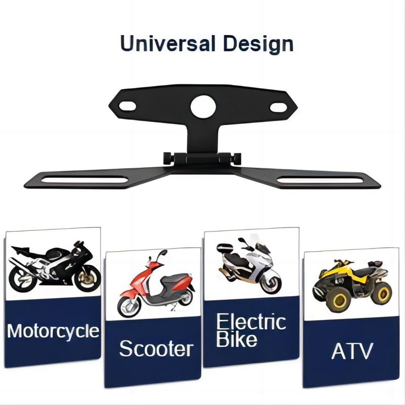 Adjustable Motorcycle License Plate Mount Holder Bracket- Universal Fold License