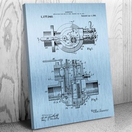 Carburetor Patent Canvas Print (16x20) Mechanical Art, Automotive Decor, Mechanic Gift, Garage Workshop Art, Repair Shop Decor