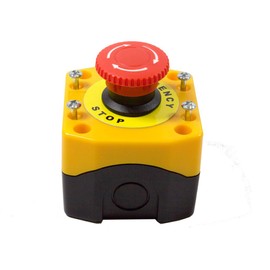 Alpinetech B1LMB Red 22mm 1NC Push Button Self Locking Emergency Stop Switch with Control Box