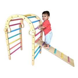 Nanu Pikler Triángulo Chico Con Rampa Y Arco Montessori Color Arcoiris Pastel                                                                         