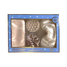 Holler and Glow Bedtime Basics Bedtime Accessories Gift Set, Includes Satin Eye Mask, Satin Scrunchie, Satin Pillowcase and Scalp Massager