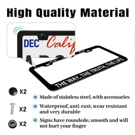 Christian License Plate Frame Jesus The Way The Truth The Life License Plate Holder for Car Stainless Steel Accessories for Car Decor Fits Standard Us Vehicles Size 12"x6"