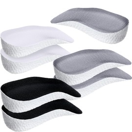 Geyoga 3 Pairs Orthopedic High Pads Arch Support Insoles Boosting Insoles High Pads Black White Gray Height Boosters for Men, Women (2.5 cm)