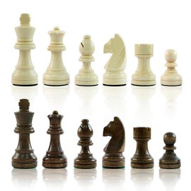 LEAP Wooden Chess Pieces Weighted 3.6 Inches King Height 32 Chessmen Great for Chess Board with 2 Extra Queens