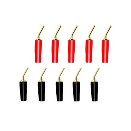 CERRXIAN Curved Surface, Solid Copper, Gold Plated, Solder-free, Screw-On, 2mm Pin Audio Banana Plug, Speaker Cable Banana Clip Plug, Speaker Cable Terminal Blocks, Audio Cable Terminal Plugs (5