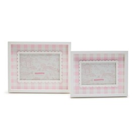 Two's Company Set of 2 Pink Gingham Photo Frames in 4" X 6" and 5" X 7" Size