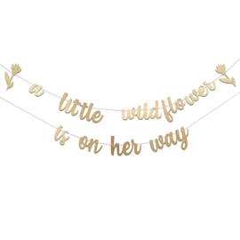 VANGNING A Little Wildflower is On Her Way Banner - Wildflower Theme Baby Shower Sign Decoration Decor, Flower Party Supplies,Baby Girl Shower Decor, Floral Themed Baby Shower (Wildflower Banner)