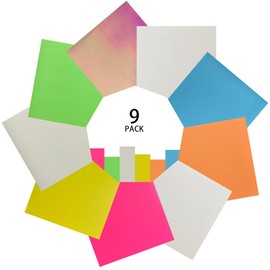 PQKL-party Plotter Film Textile, Flex Film Plotter Textile, Heat Transfer Vinyl 9 Pieces, 30 x 22 cm, Glow-in-the-Dark Vinyl Film, Plotter Film Textile for T-Shirt, Clothing, Hats or Other Fabrics,