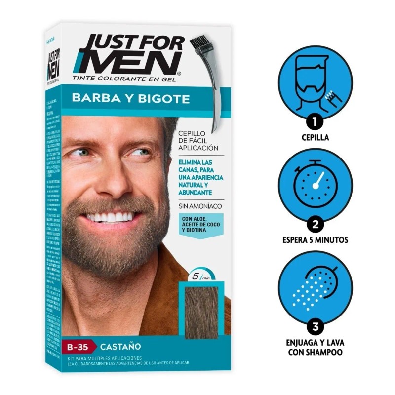 Tinte Just For Men Barba Y Bigote Castaño (b-35) 3-pack