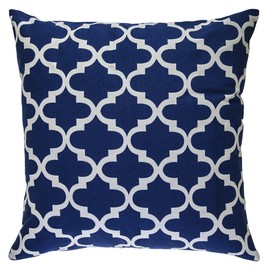 TreeWool Trellis Accent Set of 2 Cotton Canvas Cushion Covers (50 x 50 cm, Navy Blue)