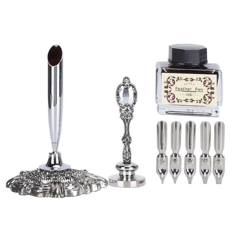 Quill Pen Set Feather Writing Dip Pen Stamp Students Teacher