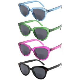 Eyekeeper Bifocal Sunglasses Women 4-Pack Ladies Bifocal Reading Sunglasses Cat-Eye Style +1.00
