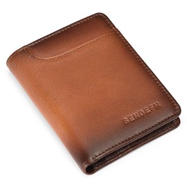 SENDEFN Men's Leather Wallet with RFID Protection - Men's Wallet - 7 Compartments for Credit Cards - Wallet Includes Gift Box, brown, Classic