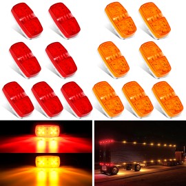 Nilight Double Bullseye Marker Light 14PCS Red Amber 10LED Rectangular Light