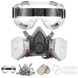 NCOIIBF Cubierta Facial Antipolvo, Respirador reutilizable con Anteojos de Seguridad y Filtros, Protección Respiratoria Profesional,Apta para Pintar, Lijar, Renovar, Soldar, Pulir y Otras Protecciones