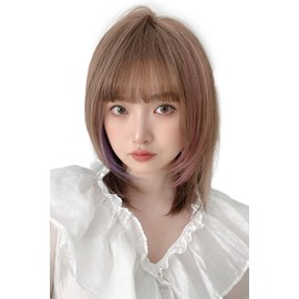 Bright Lara hf1420-TESF Full Wig, Medium Wig, Inner Color, Wig, Black Hair, Straight