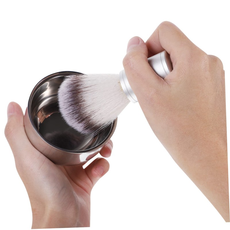 FRCOLOR Stainless Steel Shaving Brush Shaving Bowl Set Women's and