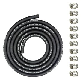 Diameter 8 mm 2.4 m Petrol Hose, Fuel Hose with 10 Hose Clamps, Braided Nitrile Rubber, Oil Hose, Diesel Hose, Fuel Line for Lawnmower, Car, Boat Generators