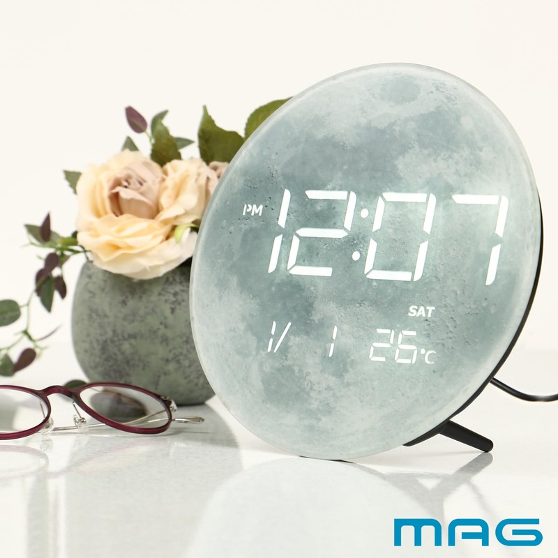 MAG T-791A WH Noah Precision Table Clock, LED, Digital AC