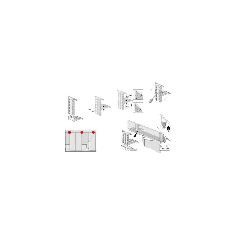 Hettich 9219926 Roof Sloping Adaptor 50 kg / Pair Plastic