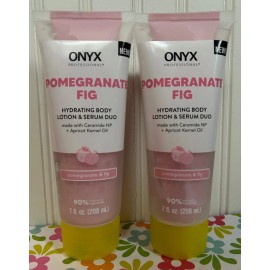 2 SEALED ONYX POMEGRANATE FIG HYDRATING BODY LOTION & SERUM DUO (2 IN 1) 7 OZ EA