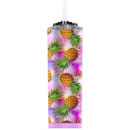 Ice Shaker 20 Oz Tumbler, Insulated Water Bottle With Straw, Stainless Steel, As Seen on Shark Tank, Pineapple
