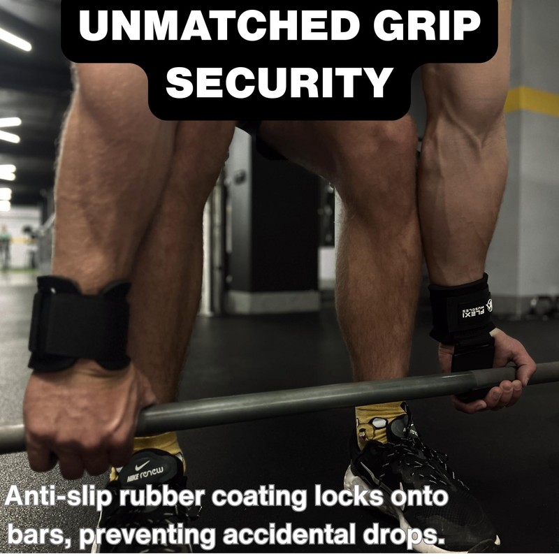 Flexi Muscles Weight Lifting Hooks (Pair) - Heavy-Duty Wrist Straps