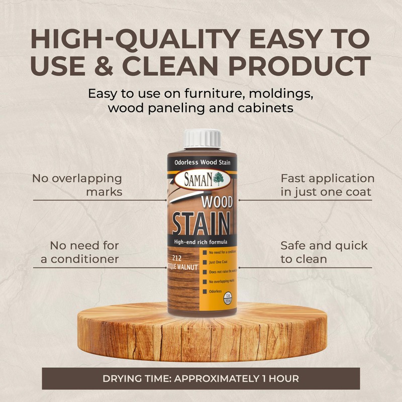 SamaN Interior Water Based Wood Stain - Natural Stain for