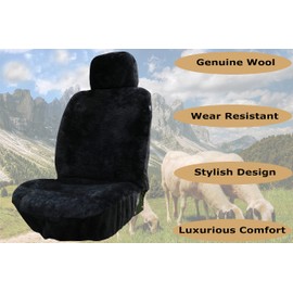 SHEEPSKIN ELITE Premium Sheepskin Car Seat Cover - All Season Comfort and Protection, Easy Installation (56" x 23", Black Color)