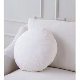 Plankroad Home Décor 14Dx3 Hypoallergenic Fluffy Faux Down Poly Round Pillow Insert, 100% Cambric Cotton Shell, Never Vacuum-Packed,Made in USA