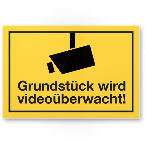 Komma Security Grundstück wird videoüberwacht Sign Information Sign 30 x