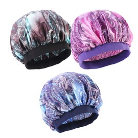 Baluue 3pcs Chemotherapy Hat Bandanas Women Hair Bonnet Satin Sleep Bonnet Headband with Sleep Hat Night Sleeping Hat Sleep Cap Blue