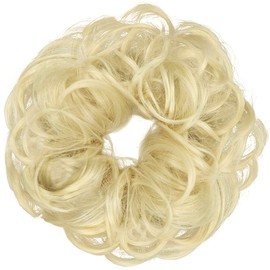 Lelinta Hair Bun Extensions Wavy Curly Messy Donut Chignons Hair Piece Wig Hairpiece Bleach Blonde