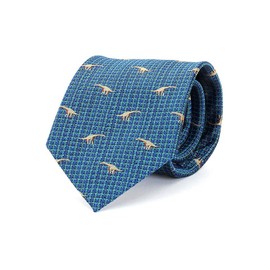 [COLORATA] Carolata Dinosaur Ancient Biological Pattern Necktie (100% Silk / Jacquard Woven), 57.1 x 3.3 inches (145 x 8.5 cm) / Gift Present, blue