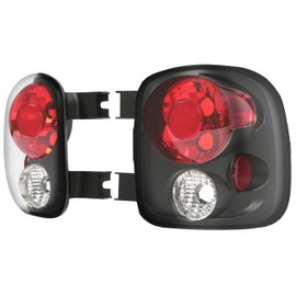 HECASA Tail Light Pair Compatible with 1999-2004 Chevy Silverado GMC Sierra Stepside Brake Lamps Clear Lens Black Housing (w/o Bulbs)