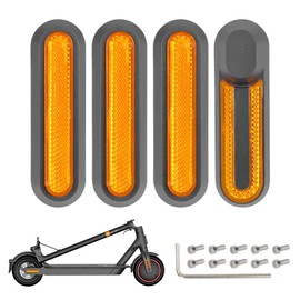 WeddHuis Set of 4 Scooter Wheel Covers, Reflective Strips, Scooter Reflectors, Scooter Side Covers with Rear Reflector Made of Plastic, Compatible with 1s / M365 / Pro2, Scooter Replacement Parts