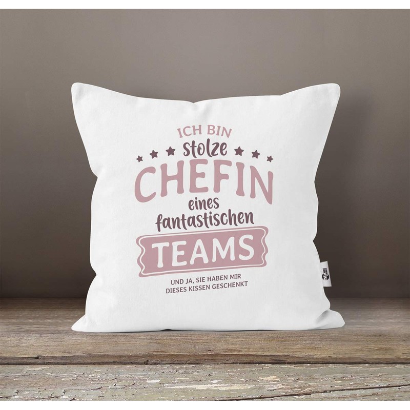 MoonWorks® Cushion Cover with German Text "Ich Bin stolze/r Chefin/Chef