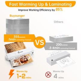 Buyounger Laminator Machine, A3 Laminator Machine with 30 Laminating Sheets, 13 Inch Laminating Machine with Fast Warm-up for A3/A4/A5/A6, Thermal and Cold 11X17 for Home School Office