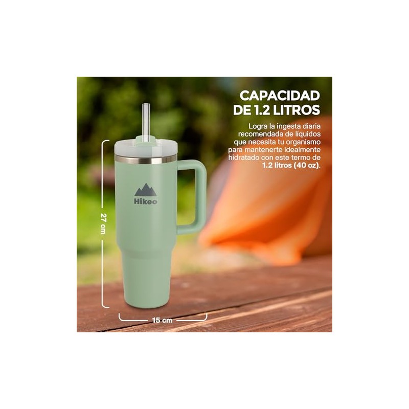 Hikeo Termo para Agua y Café 1.2 L Acero Inoxidable