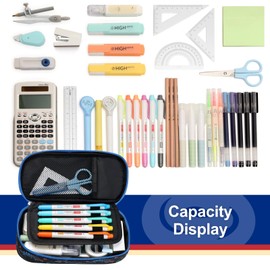 Bagseri Pencil Case for Boys - Cute Pencil Case for Kids Large Capacity Pencil Pouch Organizer for Student Pencil Box (Black Blue Dinosaur)