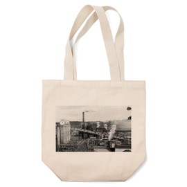 Shelton, Washington, Aerial View of The Pulp and Lumber Mills (100% Cotton Canvas Reusable Tote Bag)