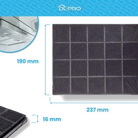 2 x DL-pro Activated Carbon Filter 237 x 190 mm Suitable for Airforce AFFCAF16 Carbon Filter for Cooker Hood Extractor Hood