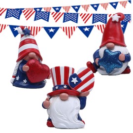 Hodao 4th of July Gnomes 2.25" Inch Patriotic Gnome Resin Scandinavian Figurines for Independence, Memorial, National, Veterans Day Party Decor - Unique Gifts