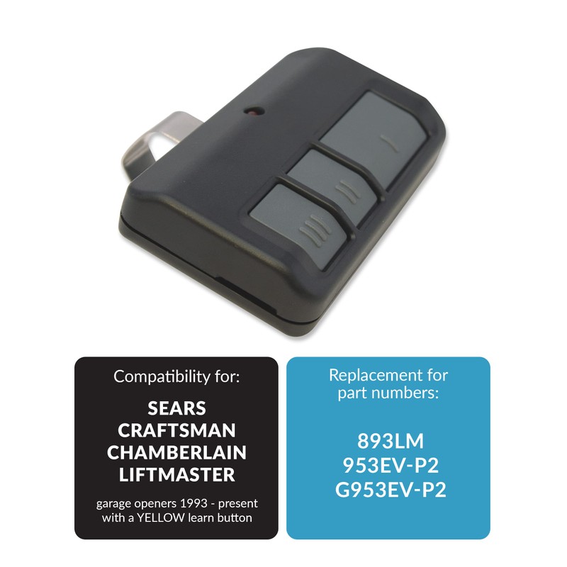 Garage2Go Garage Door Remote Replacement for Sears/Craftsman/Liftmaster Opener 893LM (Multi-Function,