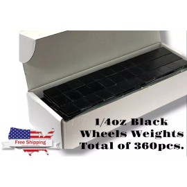 J&J 1 BOX 1/4 OZ BLACK WHEEL WEIGHTS STICK-ON ADHESIVE TAPE  LEAD-FREE 360PCS