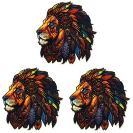 Addones 3Pcs King Lion Iron On Sew On Multifunctional Modern Patch, Self-Adhesive Patch Applique for Clothes, Dress, Hat, Jeans, Suitcase, DIY Accessories