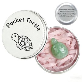 ZENTHRAA Green Crystal Turtle Gift in a Tin, Healing Crystal Gifts for Women, Travel Turtle with Inspiring Message, Hiking Gifts & Travel Gifts for Women, Turtle G-ifts for Her or Him