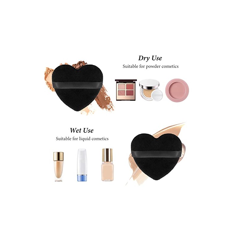 Borlas Polvo Forma Corazón Maquillaje Facial Lavables Reutilizables Suaves Felpa